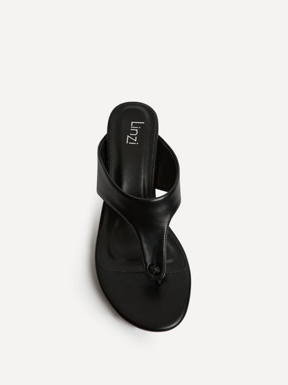 Briar Black Toe Post Mule Heels
