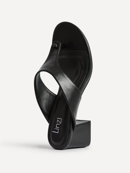Briar Black Toe Post Mule Heels