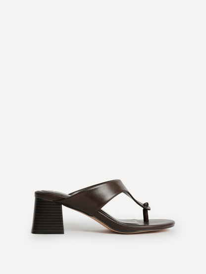 Briar Brown Toe Post Mule Heels