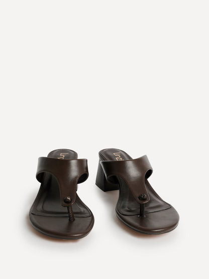 Briar Brown Toe Post Mule Heels
