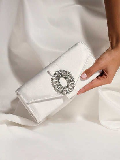 Heaven Bridal Ivory Satin Clutch Bag