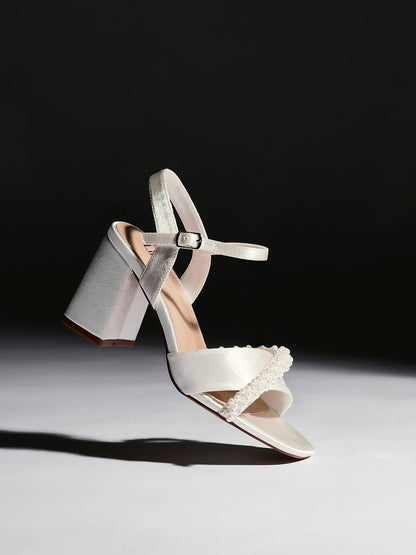 Devotion Wide Fit Satin Pearl Heels