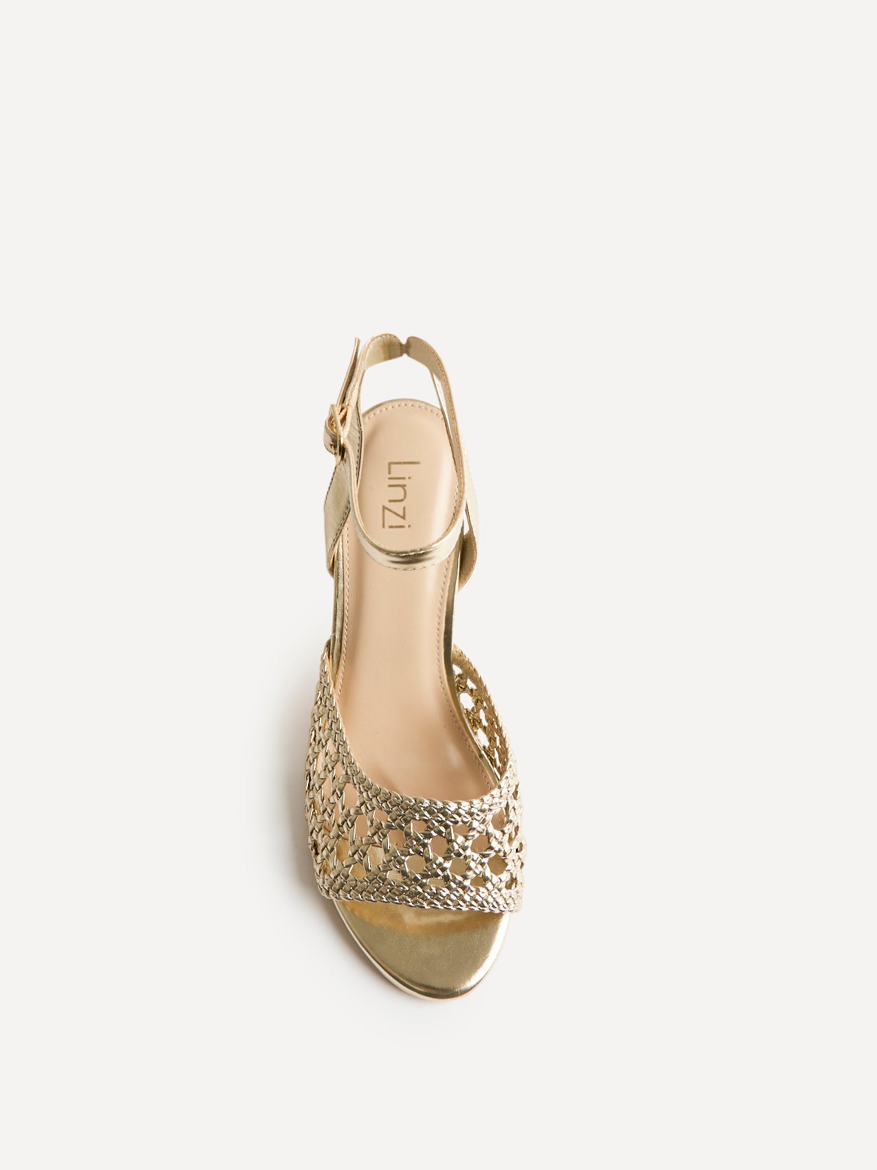 Bridget Gold Faux Leather Handwoven Heels