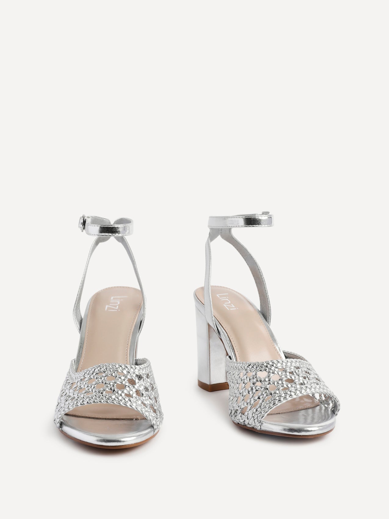 Bridget Silver Faux Leather Handwoven Heels