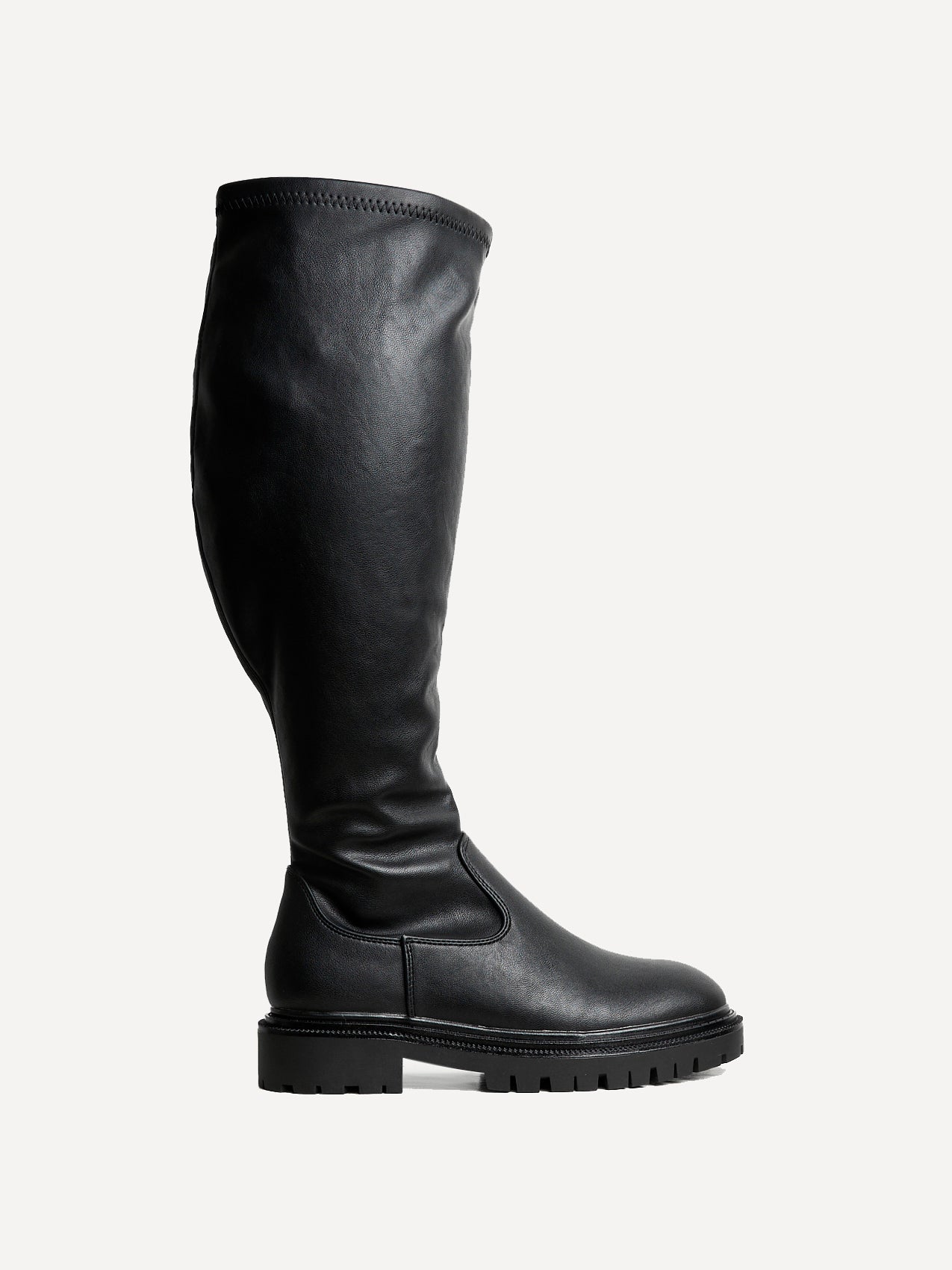 Briody Wide Fit Black Faux Leather Long Boots