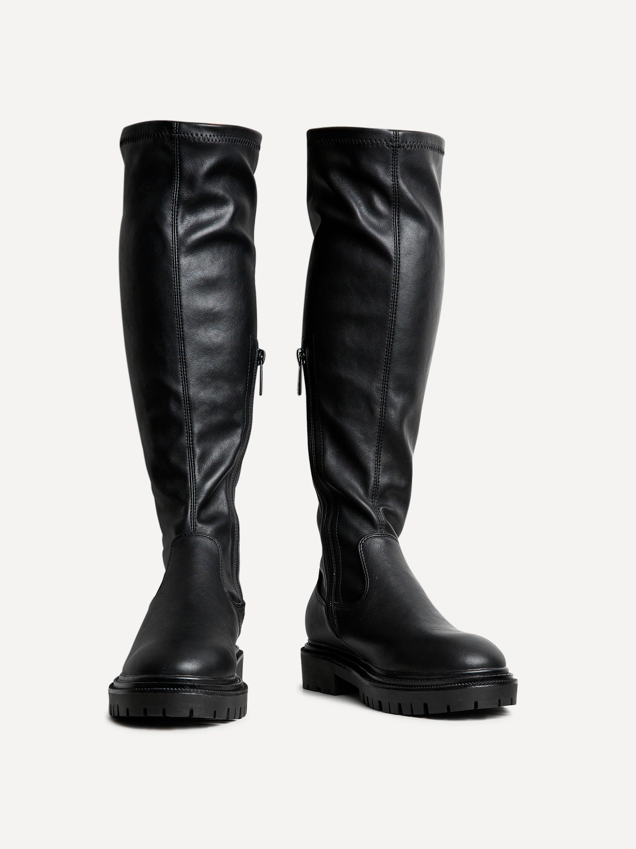 Briody Wide Fit Black Faux Leather Long Boots
