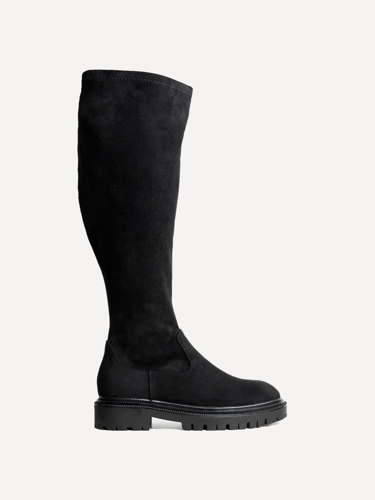 Briody Wide Fit Black Faux Suede Long Boots