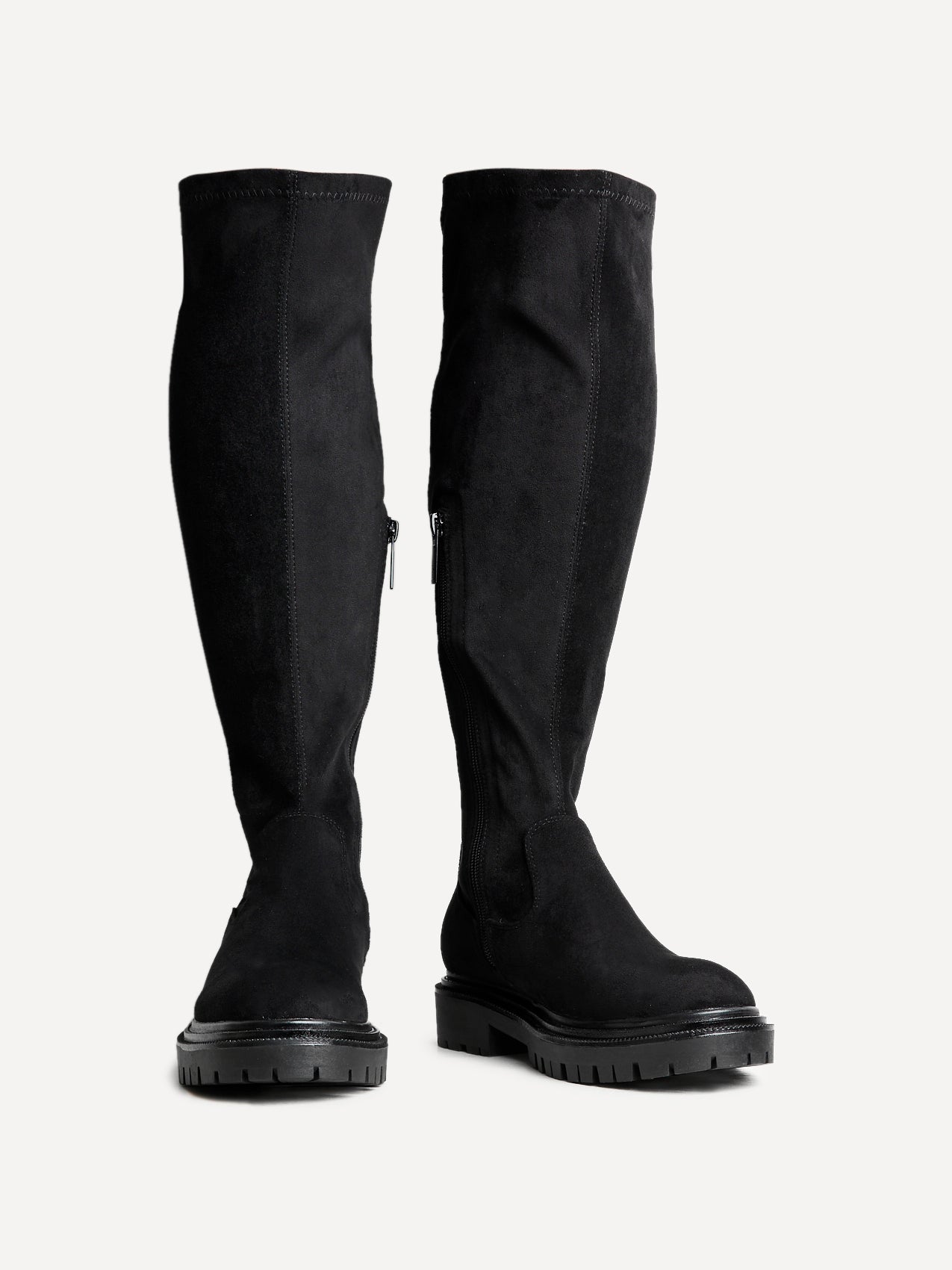 Briody Wide Fit Black Faux Suede Long Boots