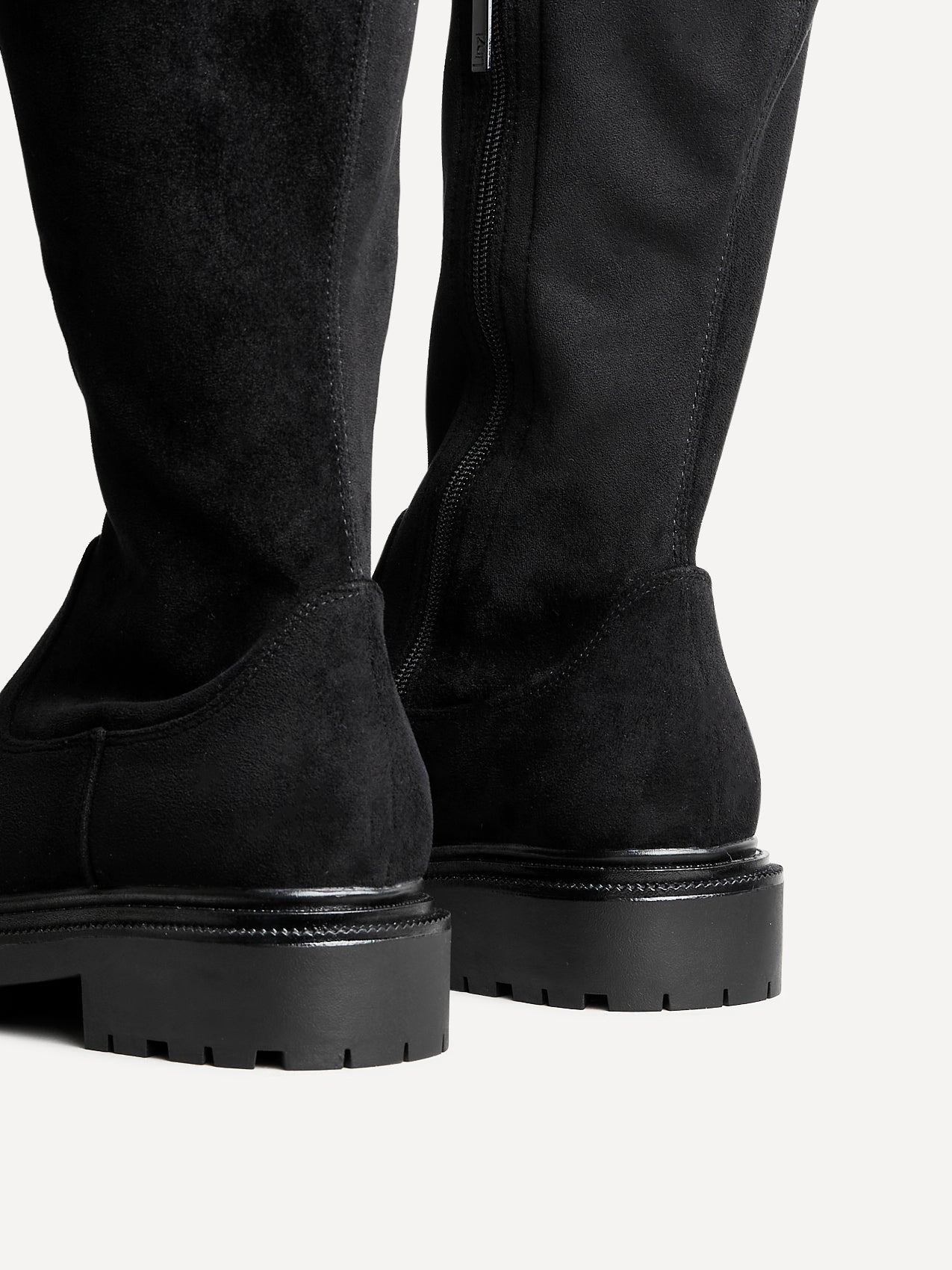 Briody Wide Fit Black Faux Suede Long Boots