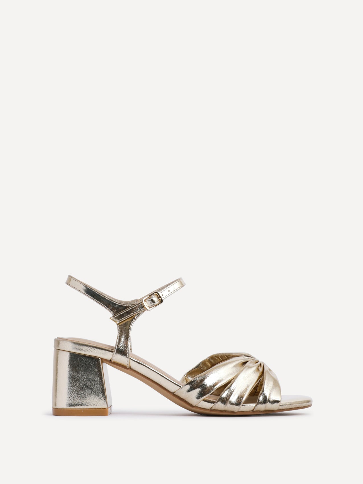 Broadway Gold Faux Leather Heeled Sandals