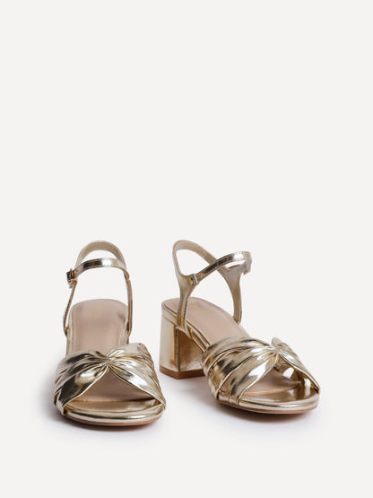 Broadway Gold Faux Leather Heeled Sandals