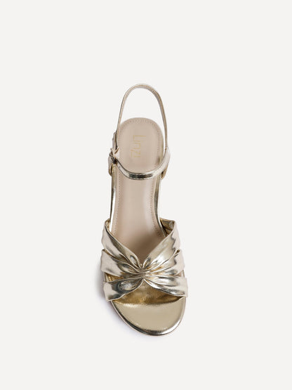 Broadway Gold Faux Leather Heeled Sandals