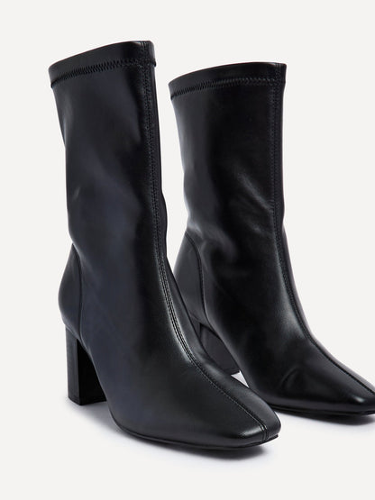 Bronx Black Block Heeled Boots