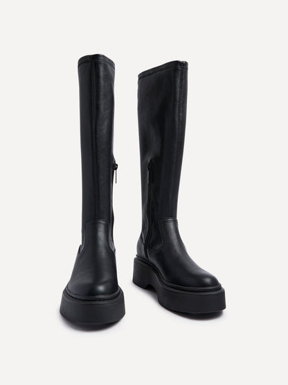 Bruna Black Long Stretch Boots