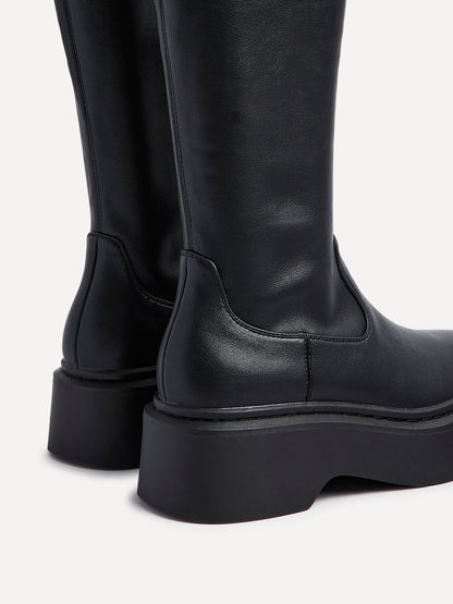 Bruna Black Long Stretch Boots