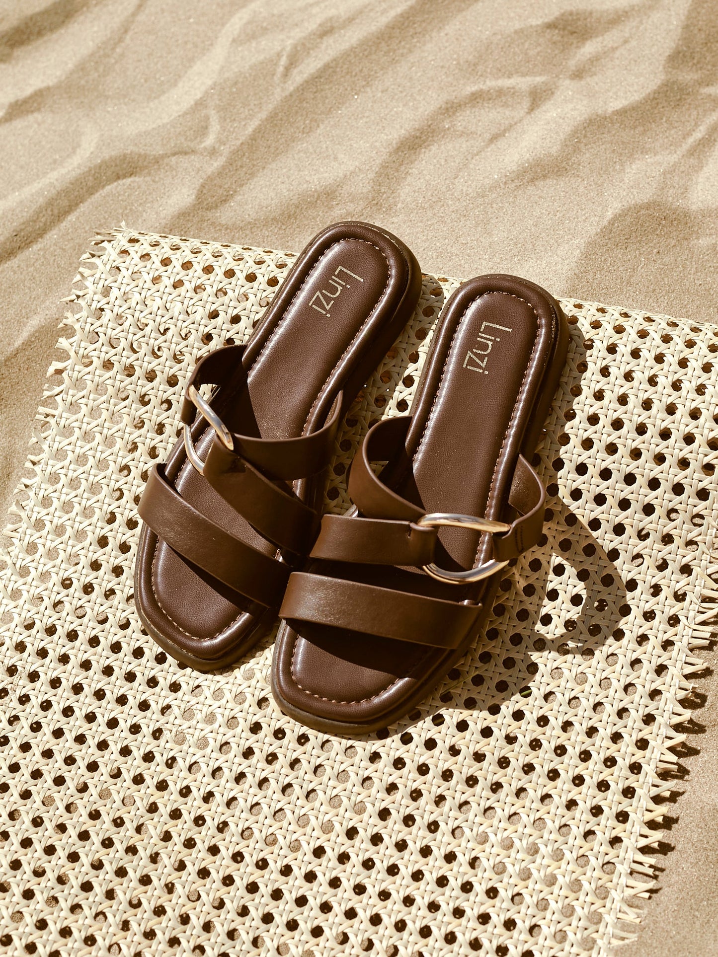 Cassandra Brown Double Strap Sandals