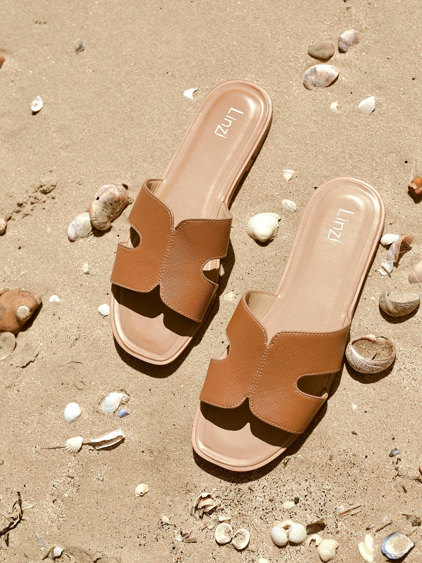 Petra Tan Link Flat Sandals