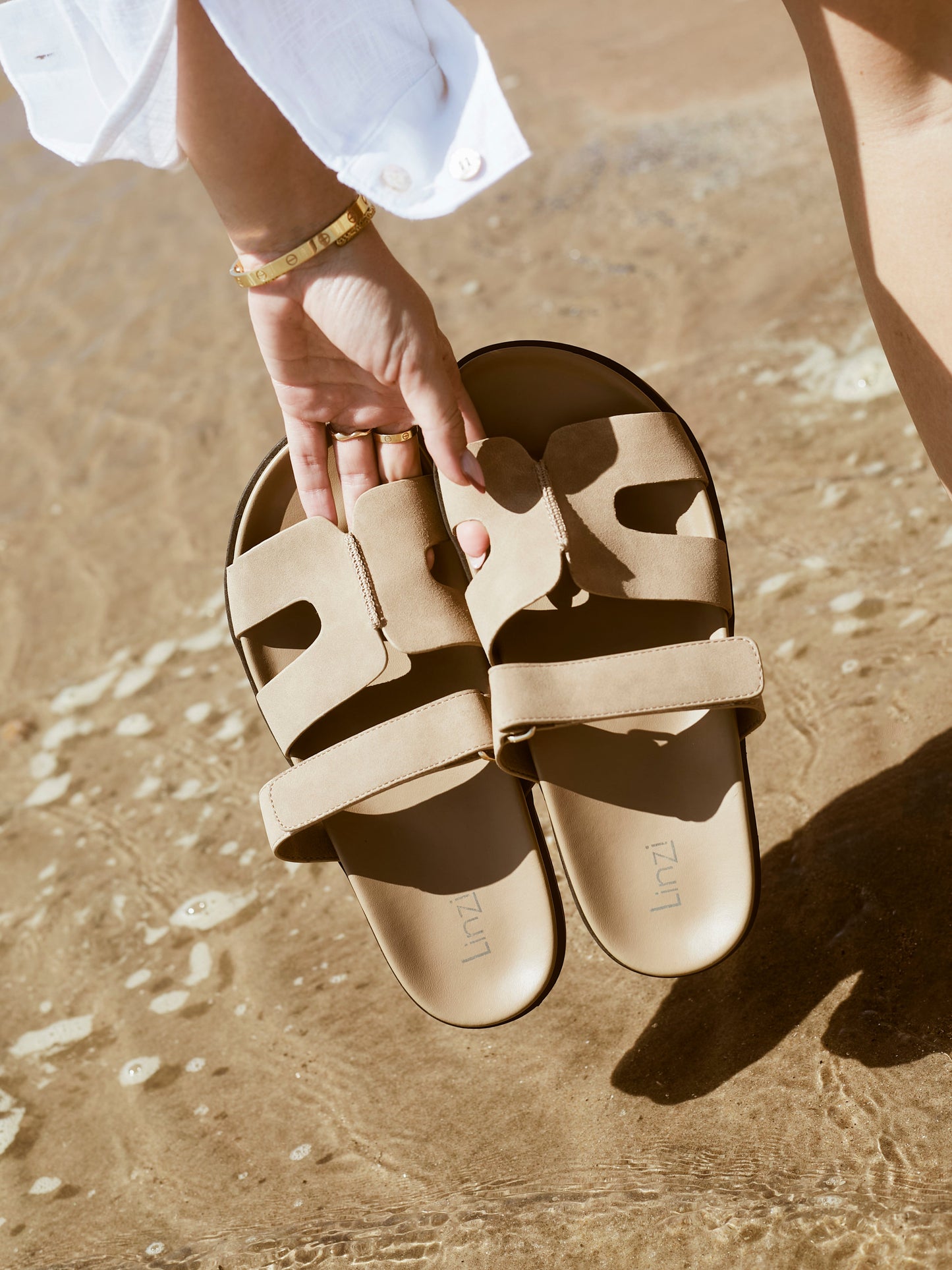 Emmy Taupe Faux Nubuck Sandals