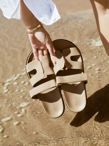 Emmy Taupe Faux Nubuck Sandals