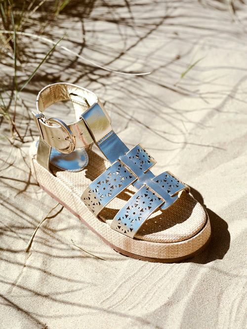 Sunkissed Gold Gladiator Flatform Sandals