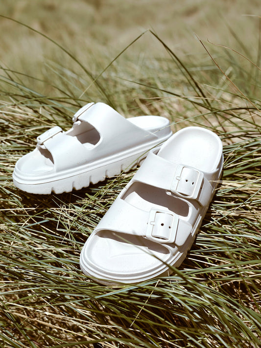 Sirocco White Platform Slider Sandals