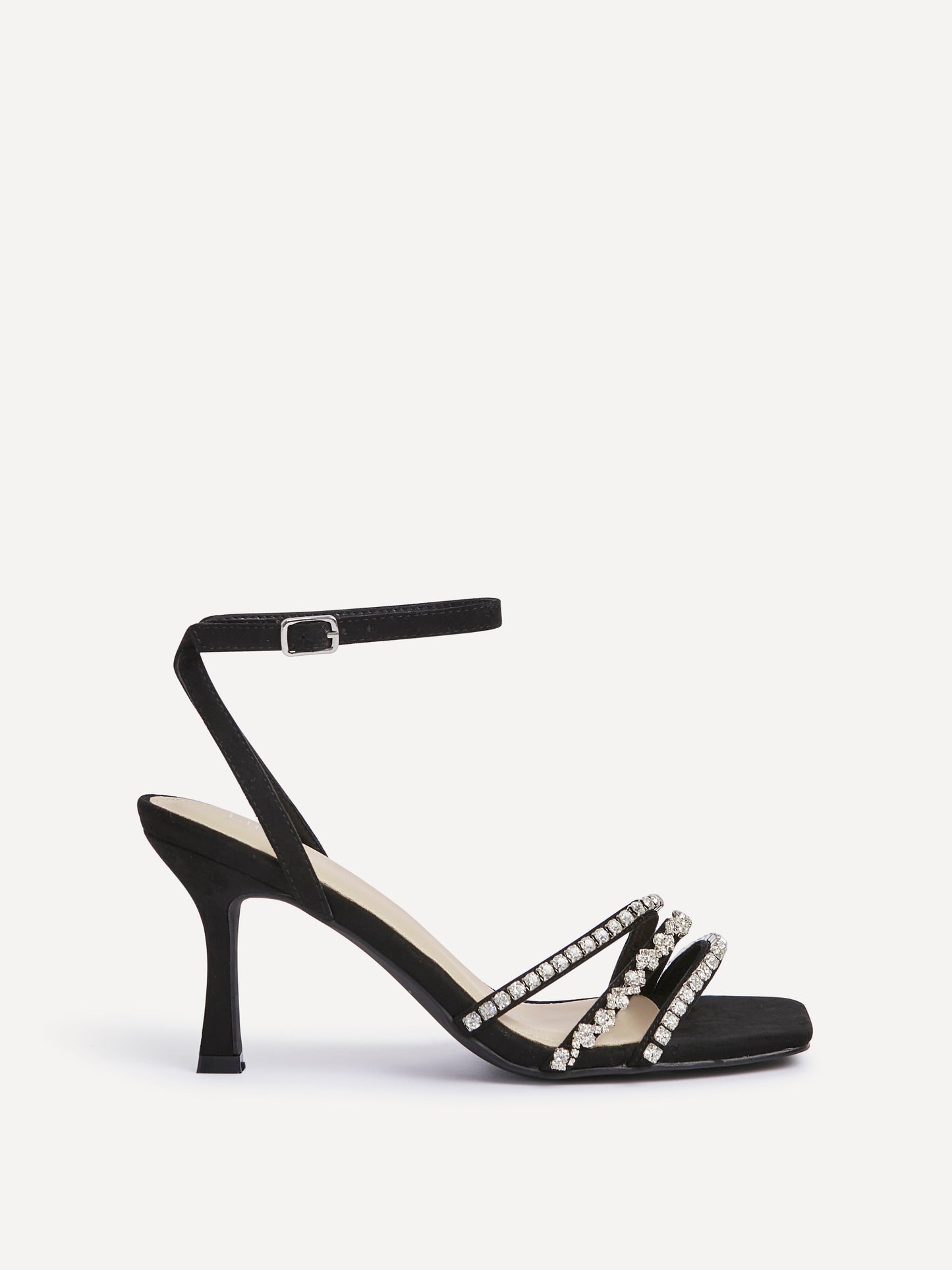 Bling Black Strappy Diamante Heels