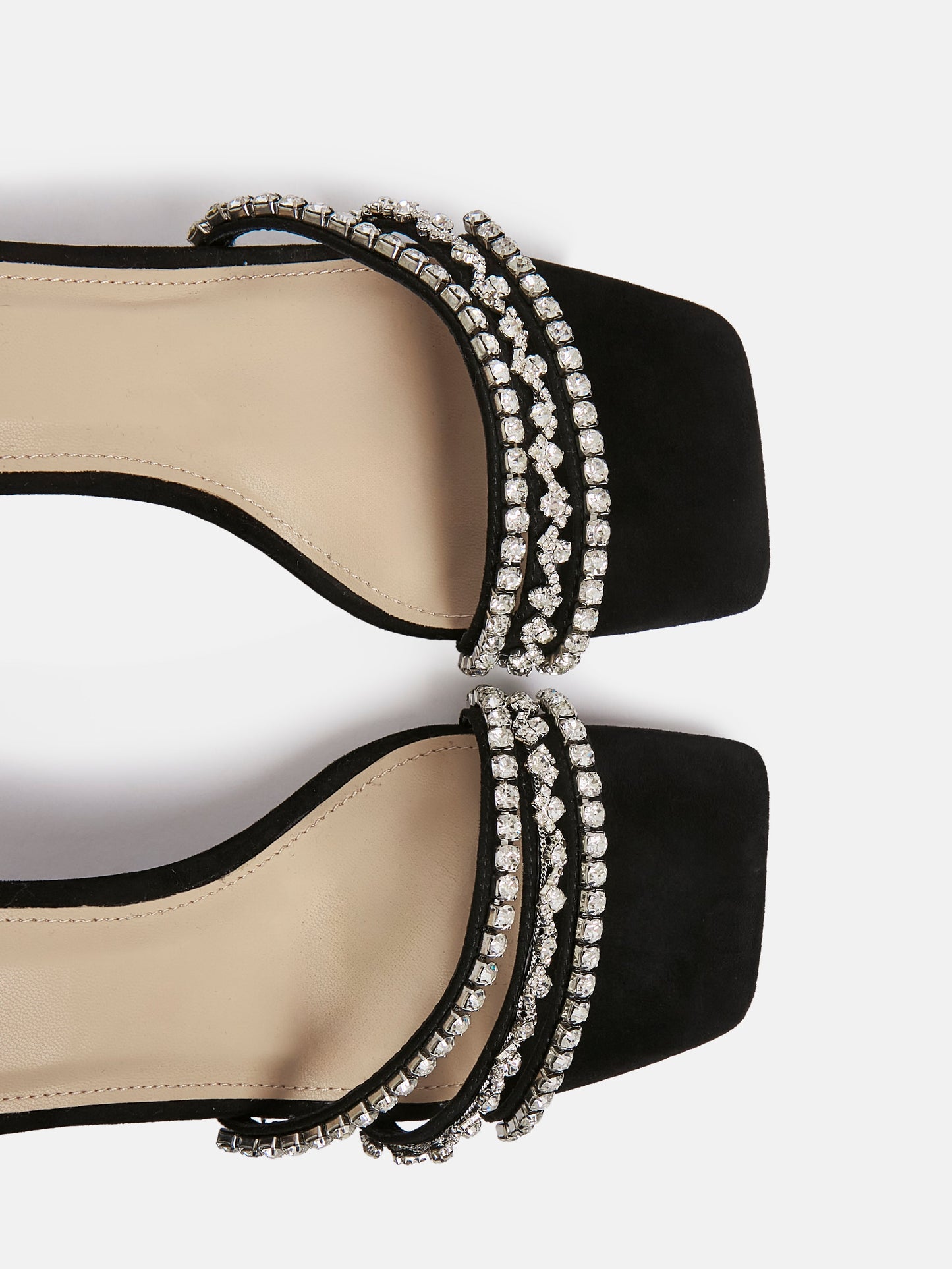 Bling Black Strappy Diamante Heels