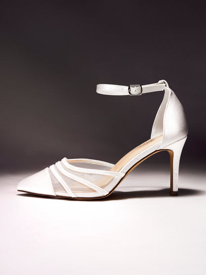 Tianey Wide Fit Bridal Ivory Mesh Court Heels