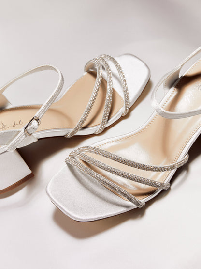 Mariah Wide Fit Bridal Ivory Diamante Heels