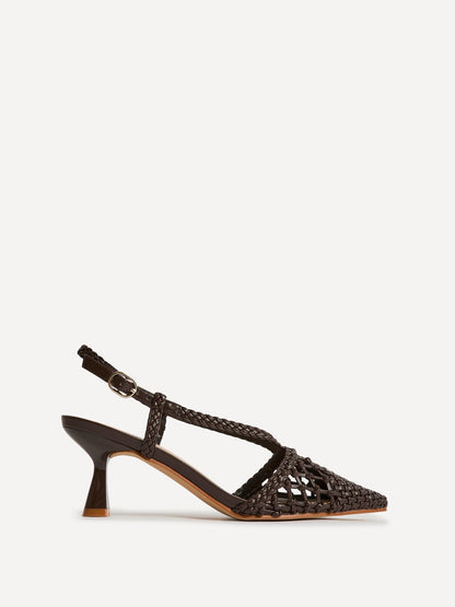 Cadence Brown Handwoven Court Heels