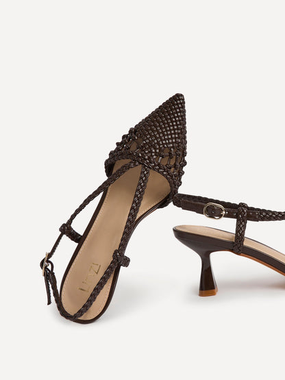Cadence Brown Handwoven Court Heels