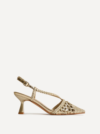 Cadence Gold Handwoven Court Heels