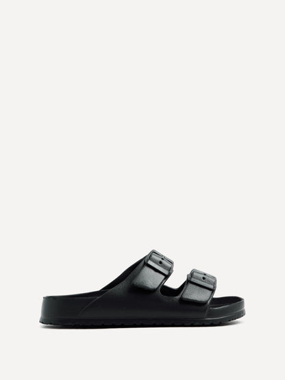 Candice Black Slip On Slider Sandals