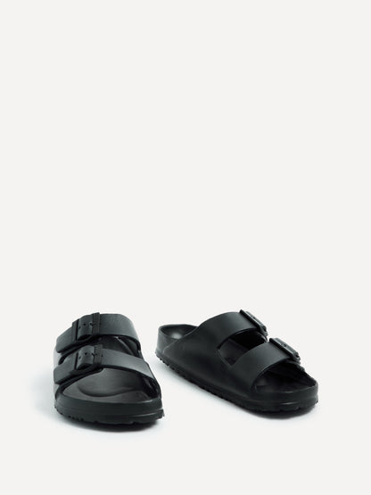 Candice Black Slip On Slider Sandals