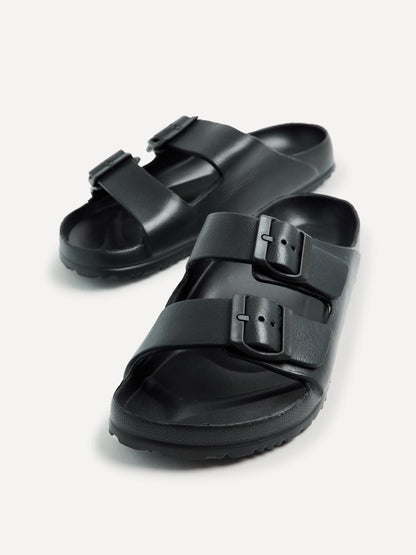 Candice Black Slip On Slider Sandals