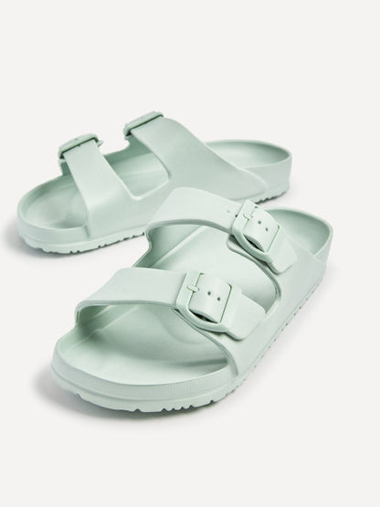 Candice Mint Slip On Slider Sandals