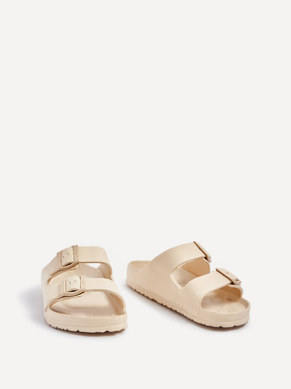 Candice Nude Slip On Slider Sandals