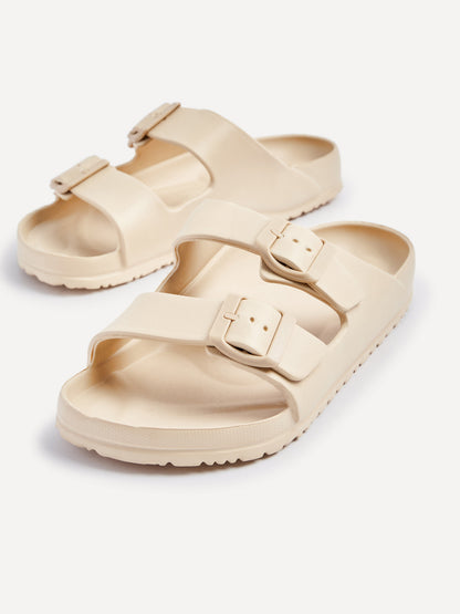 Candice Nude Slip On Slider Sandals