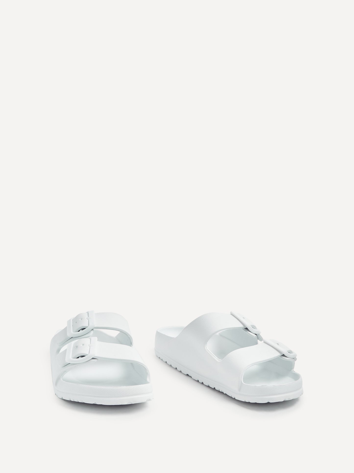 Candice White Slip On Slider Sandals