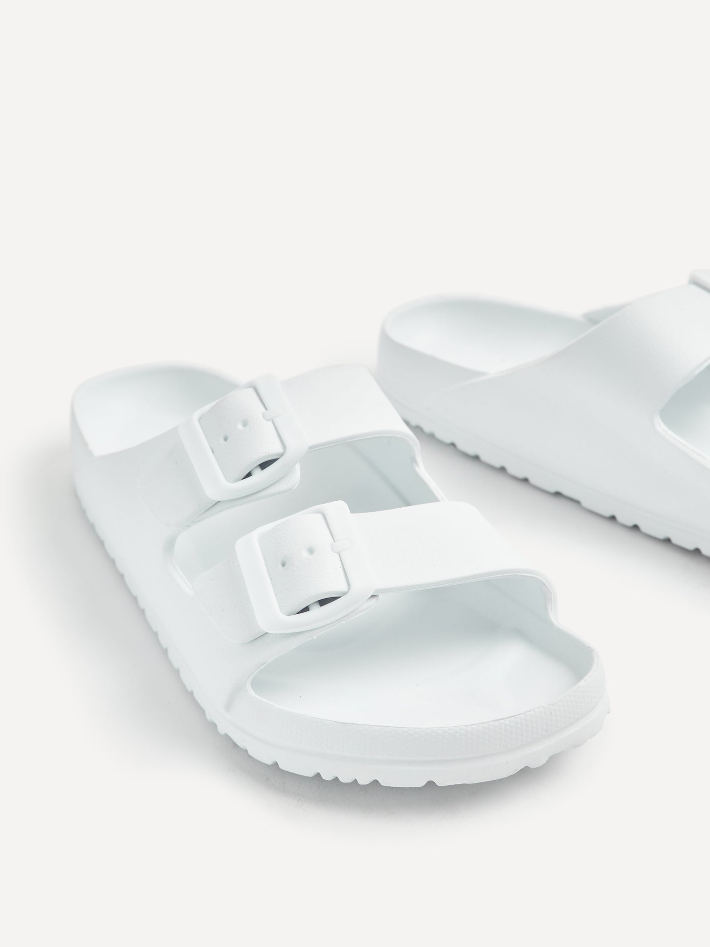 Candice White Slip On Slider Sandals