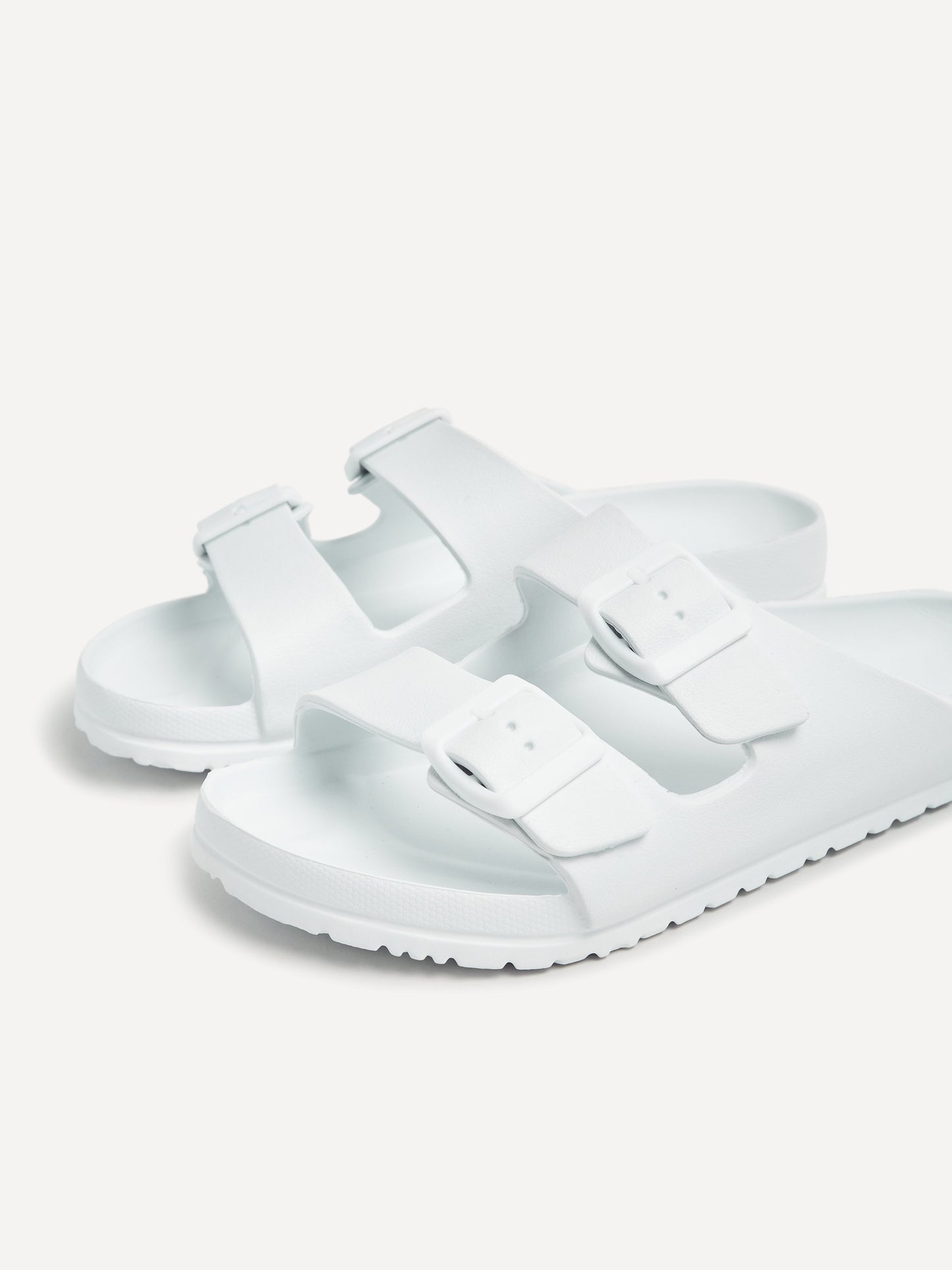 Candice White Slip On Slider Sandals
