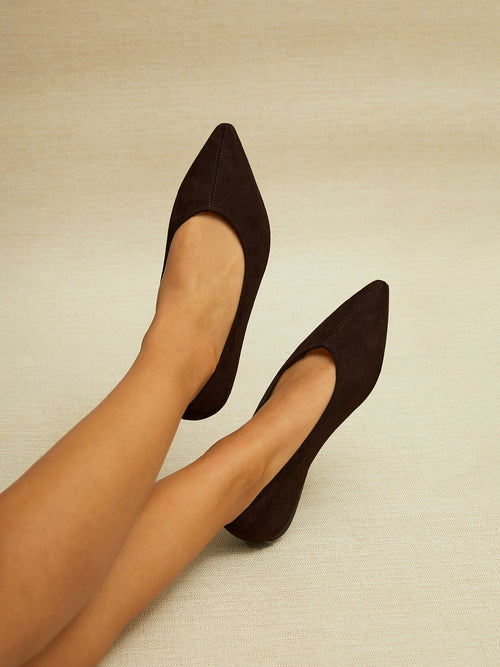 Candid Wide Fit Brown Pointed Toe Ballet Flats