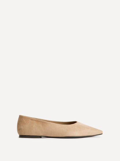 Candid Wide Fit Beige Pointed Toe Ballet Flats