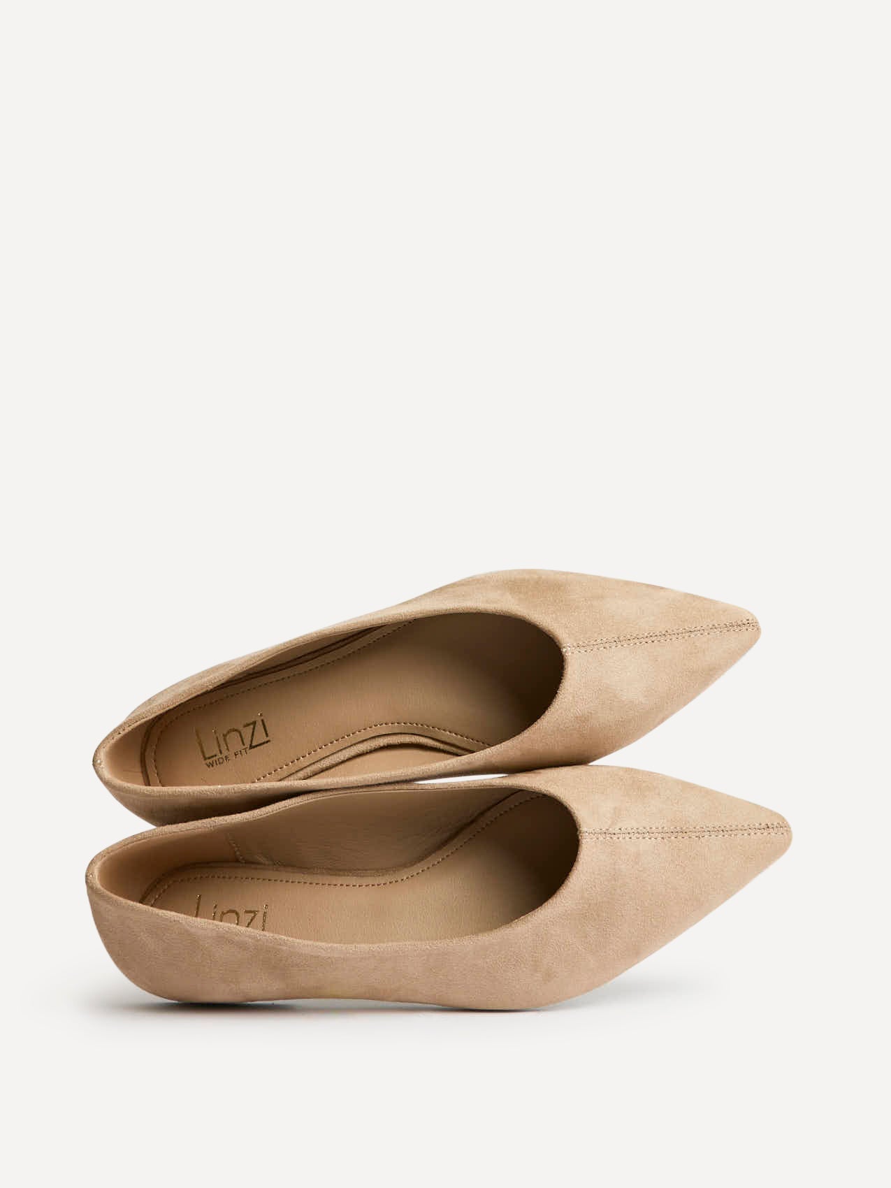 Candid Wide Fit Beige Pointed Toe Ballet Flats