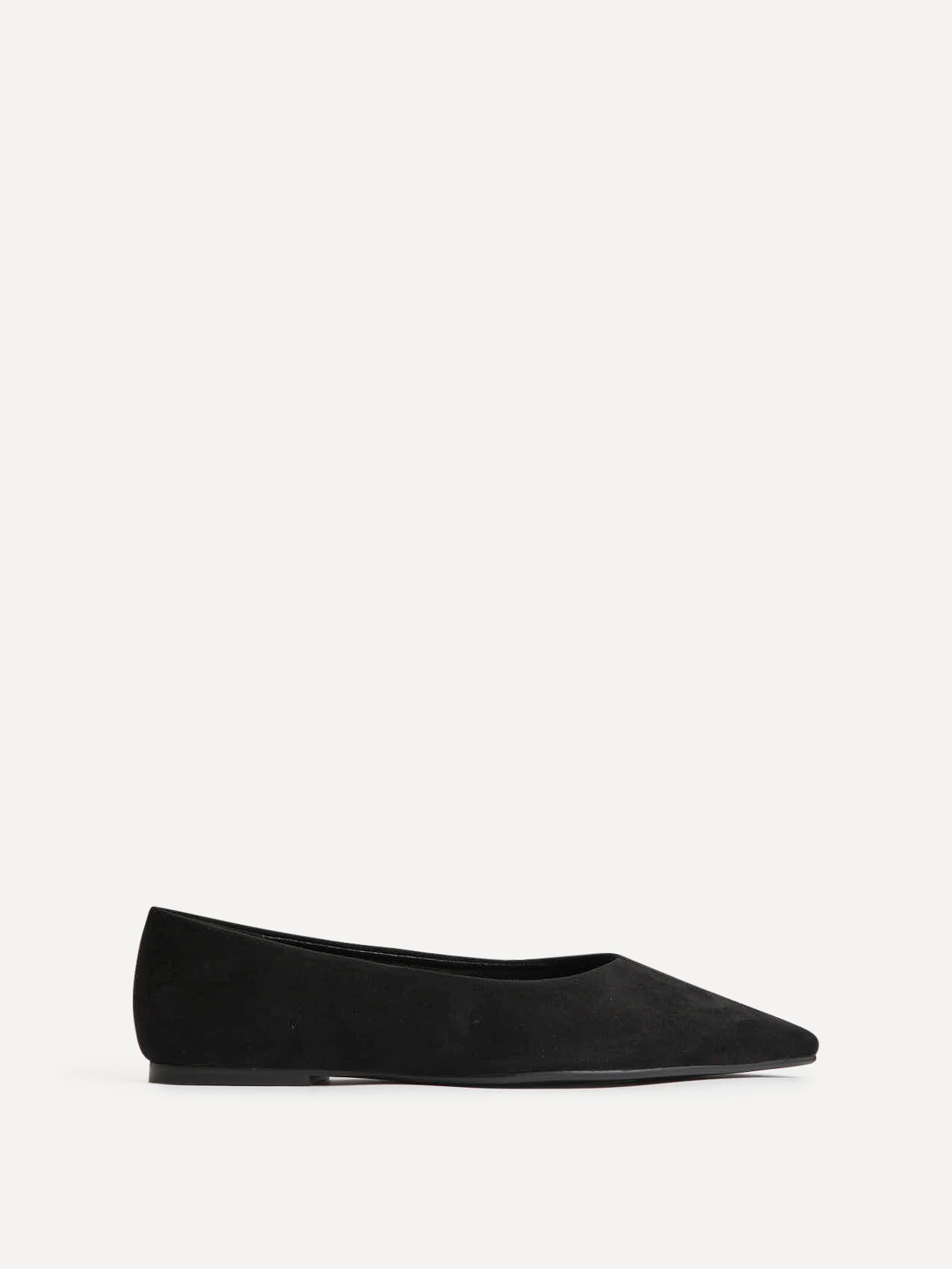 Candid Wide Fit Black Pointed Toe Ballet Flats