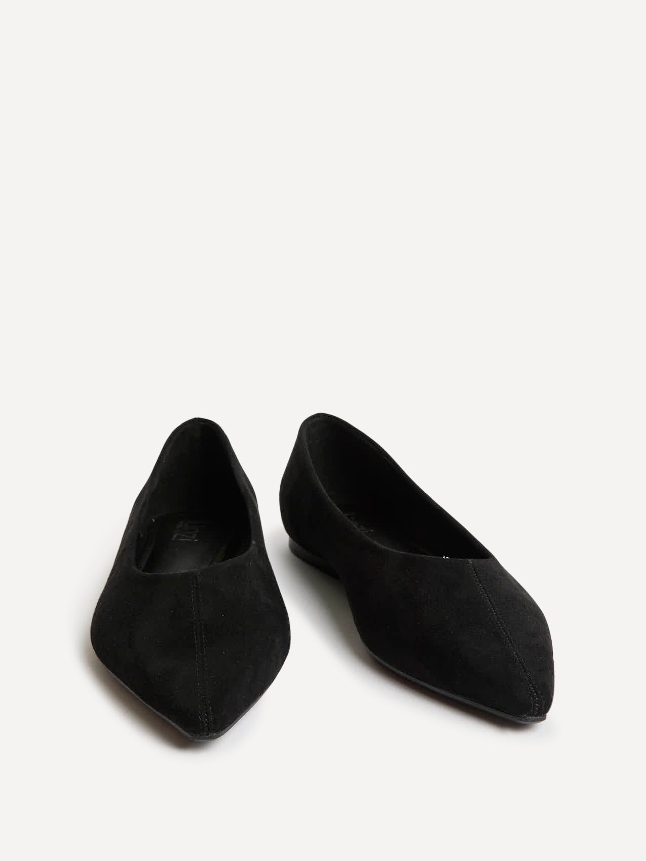 Candid Wide Fit Black Pointed Toe Ballet Flats