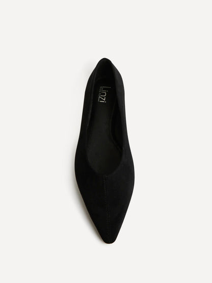 Candid Wide Fit Black Pointed Toe Ballet Flats