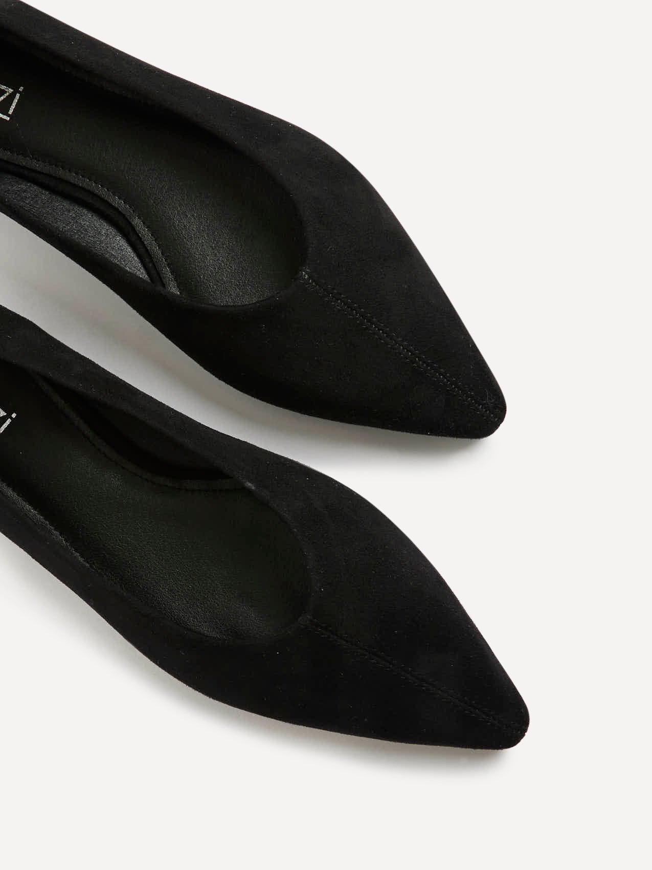 Candid Wide Fit Black Pointed Toe Ballet Flats