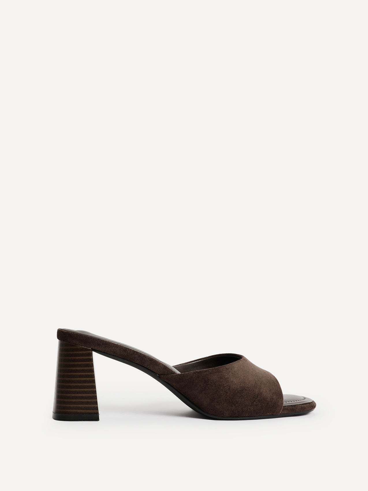 Cannes Brown Faux Suede Mule Heels