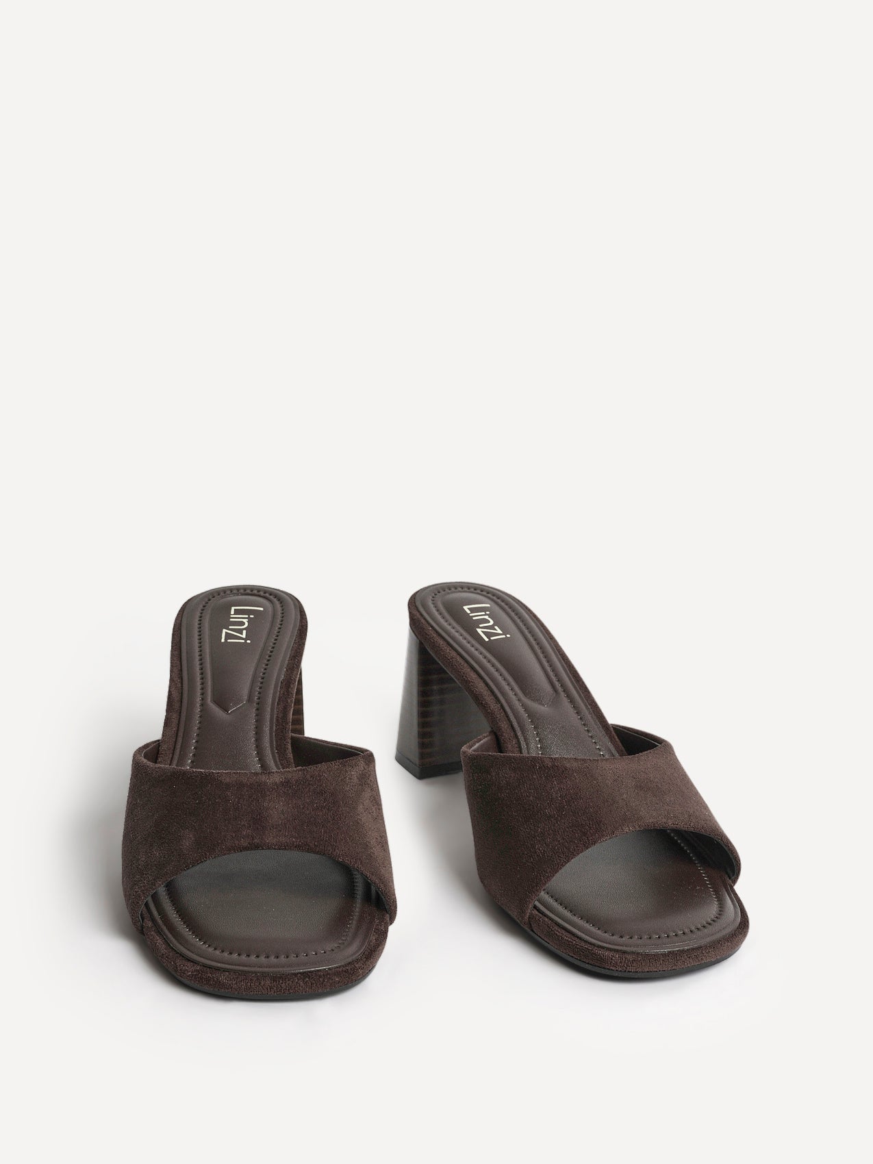 Cannes Brown Faux Suede Mule Heels